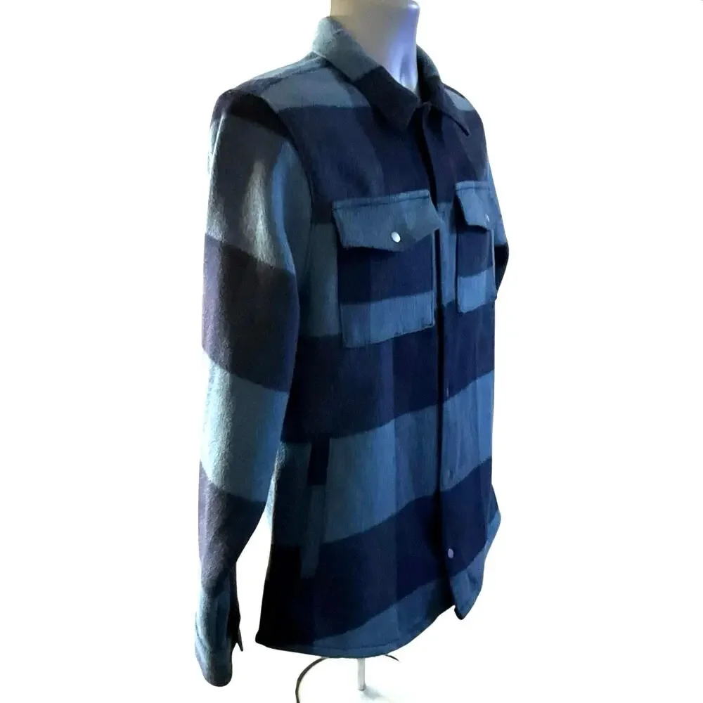 NWT VRST Wool Blend Shacket Men’s S Blue Buffalo Plaid Shirt Jacket Snap Front